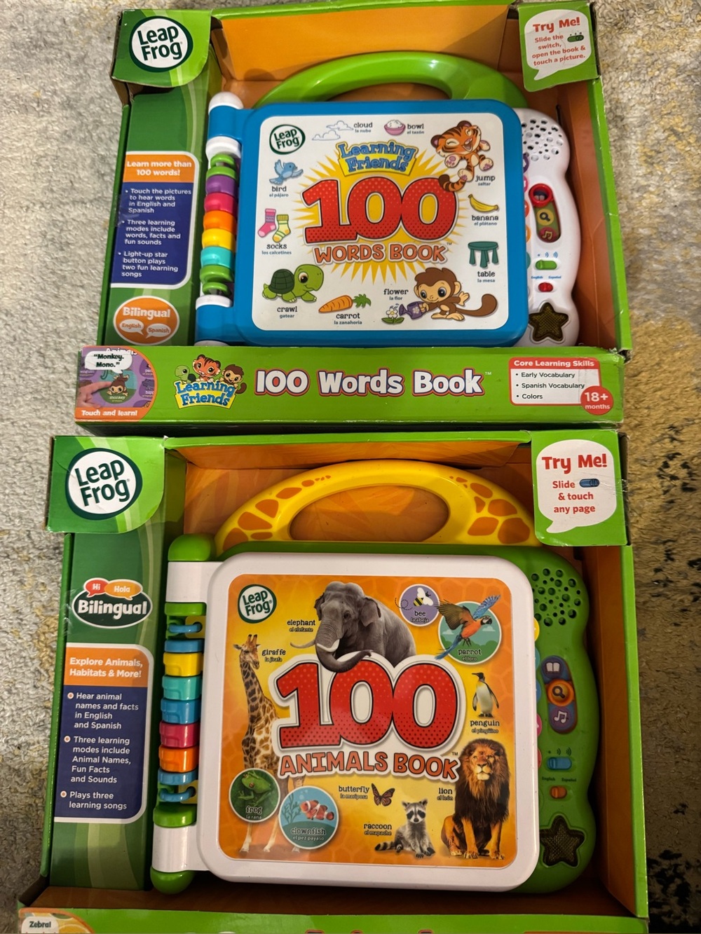 NEW Leap frog 100 words/ 100 Animals electronic tablets set